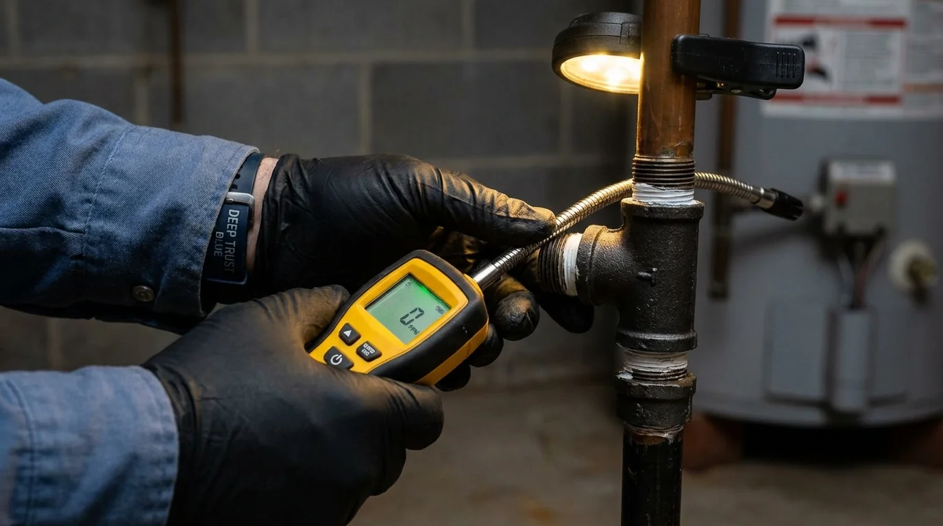 Gas leak detection with electronic sniffer by Johns Plumbing LLC in Abita Springs